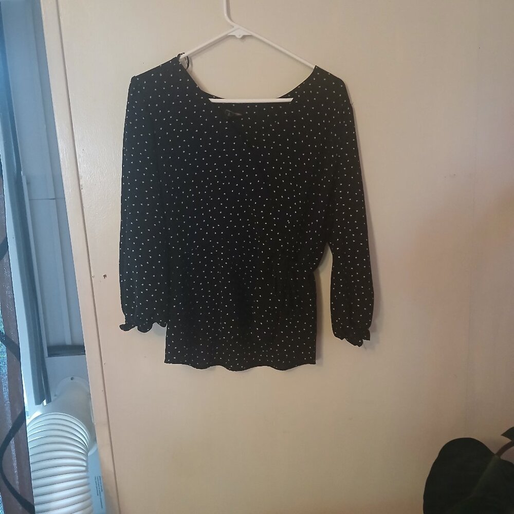 DLM women's black polka dot top Size Large